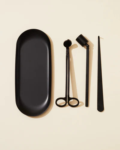 Stainless Steel Candle Snuffer, Wick Trimmer, Wick Dipper & Plate Tray