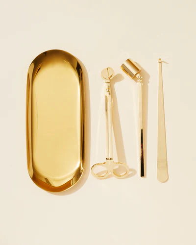 Stainless Steel Candle Snuffer, Wick Trimmer, Wick Dipper & Plate Tray